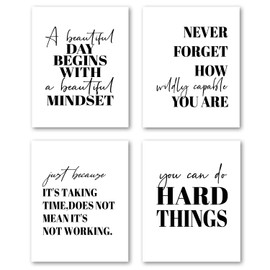 XWELLDAN You Can Do Hard Things Motivational Inspirational Wall Art Decor for Office Classroom, 8x10 Unframed Set of 4