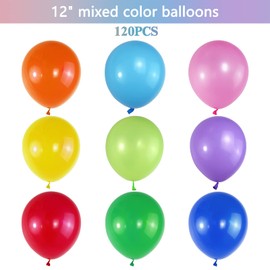 KAWKALSH 120 Balloons Rainbow Set 12 Inches, Assorted Color Latex Balloons Made With Strong Multicolored Latex for Birthday Baby Shower Wedding Party Supplies Arch Garland Decoration