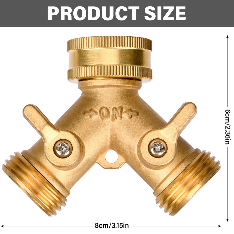 BEAUGIREW Garden Hose Y Valve Hose Splitter Solid Brass Hose