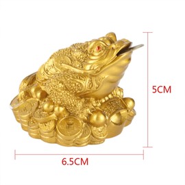 Moofey Chinese Feng Shui Money Frog, Toad Feng Shui Decor, Office Ornament Lucky Frog with Money in Mouth for Attract Wealth and Good Luck