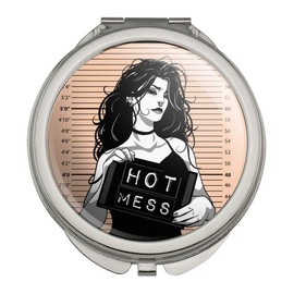 Hot Mess Woman Mug Shot Compact Travel Purse Handbag Makeup Mirror