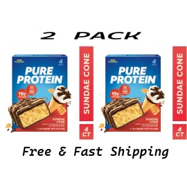 Pure Protein Bars, Sundae Cone, 19g Protein, Gluten Free, 1.76 oz, 8 Ct