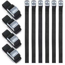 Pack of 10 50 cm black lashing straps, short fastening straps, fastening straps for bicycle, straps for attaching bicycle carriers, adjustable lashing straps with clamping lock, lashing strap for