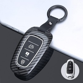 ontto Car Key Case Suitable for Hyundai Sonata Tucson NX4 Nexo Solaris Santa Fe 2020 2021 Remote Control Cover ABS Key Case Key Case Key Protection Case 3 Button Carbon Fibre Black
