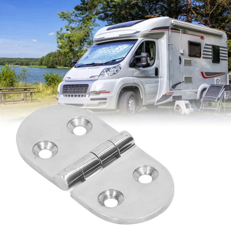 4PCS Door Hinge Silver 4 Holes 316 Stainless Steel Oval