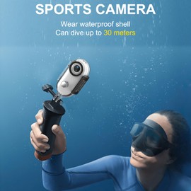 OBEST 360° Action 1080P Underwater Camera, Portable Mini Waterproof WiFi Camera 120° Wide Angle Action Camera for Cycling, Daily Vlog, Outdoor Sports 150° DV Helmet Camera（White