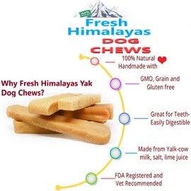 Fresh Himalayas Yak Cheese Dog Chews XXL 2lbs, Long Lasting Natural Organic Protein-Rich Yaky Golden Cheese Dog Treats Made of Yak Milk in Himalayan, Nepal