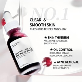 ‌Advanced AHA 30% + BHA 2% Exfoliating Serum: Unclogs Pores, Brightens Dullness, Controls Oil & Acne. Improves Rough Skin Texture for Smoother, Clearer, Glowing Complexion (1 Fl Oz,1)