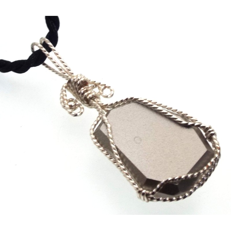 Silver Shade Coloured Crystal Glass Divine Wire Wrapped Pendant