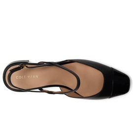 Cole Haan Women's Pella Block Heel Slings Pump, Black Leather/Black Patent, 8