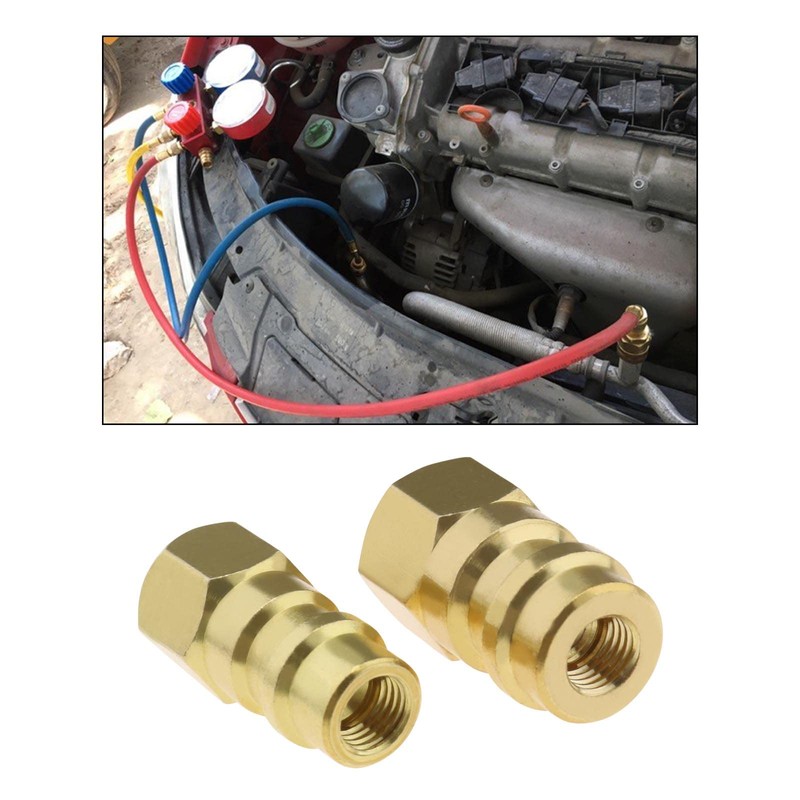 VGOL 2Pcs R12 to R134A Adapter Low Side & High