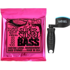 Ernie BallÊ2834 Super Slinky Nickel Wound Electric Bass Guitar Strings with Pegwinder - .045-.100