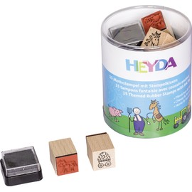 HEYDA Motif Stamp Set Horse and Farm Round Tin Pack of 1