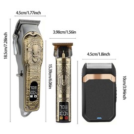 Professional Barber Clipper Set, Cordless Hair Trimmer for Men, Rechargeable Men's Hair Cutting Kit, Beard Trimmer & Nose Hair Trimmer Set