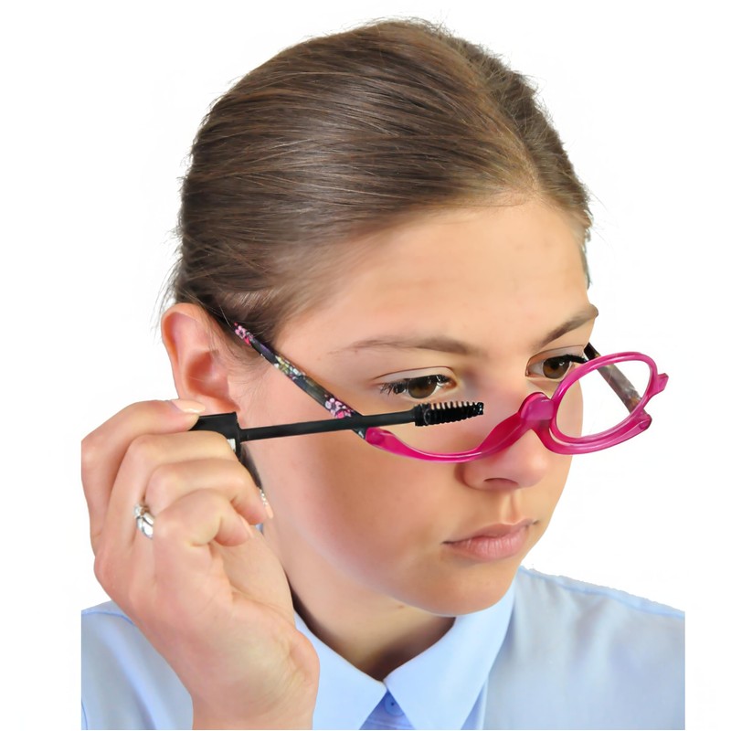Mini Brille Make-Up Glasses with Flip Lens (Purple), Fashionable Magnifying