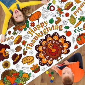 Tetor Thanksgiving Crafts Giant Coloring Poster/Tablecloth Crafts for Kids-30 x 72 Inches Jumbo Paper Coloring Banner Gifts for Kids Activities Games Toys