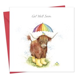 Twizler Get Well Soon Card Highland Cow - Get Well Card - Get Well Soon Cards for Women or Men