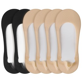 Forbidden Road 3 Pairs Women's Ice Silk Invisible No Show Socks Non Slip Low Cut Breathable and Soft No Show Socks (US, Numeric, 5, 8, Regular, Regular, 2nude, 1black)