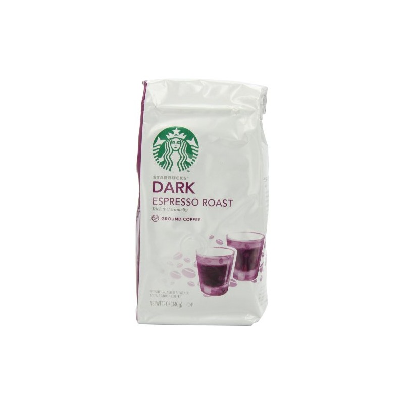 Starbucks Dark Espresso Roast Ground Coffee, 12-Ounce Bags (Pack of