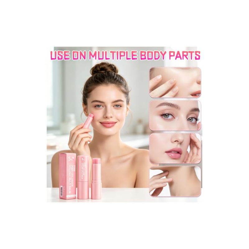 2pcs Pink Collagen Volume Multi Balm Stick Bálsamo Facial Reafirmante