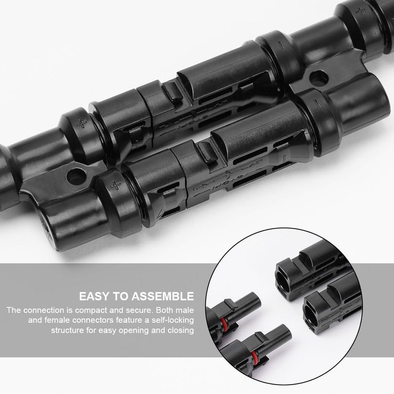 URAQT Solar Panel Connector, 1 Pair 2 to 1 T