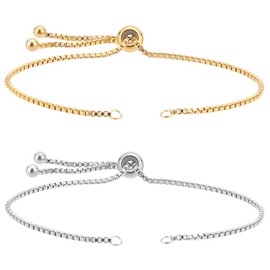 UNICRAFTALE Adjustable Bracelet with Can 304 Stainless Steel Slider Bracelet, Chain Bracelet, Bracelet Kit, Stainless Steel Color, Slider Chain, Slider Bracelet, Semi-Finished Bracelet, Bangle Making,
