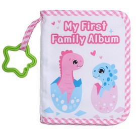 Baby Photo Albums, Soft Polyester Baby Album Photo Book Holds 17pcs 4X6" Pictures with Hook Colourful My First Family Photo Album Baby Memory Book for Newborn Toddler Kids(Dinosaur)