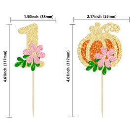 24 piezas de decoración de calabaza, 1 cumpleaños para magdalenas, calabaza, 1 cumpleaños, decoración de tartas, para otoño, calabaza, baby shower, niños, suministros para fiesta de primer cumpleaños