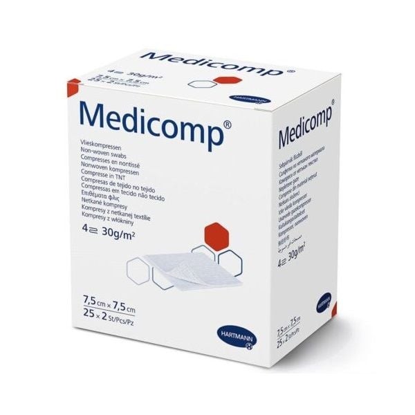 Hartmann Medicomp 7,5x7,5cm Sterile Pads Non-woven Swab 25x2 Items