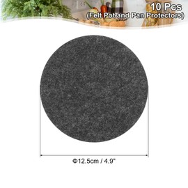 uxcell 12.5cm/4.9" Pot and Pan Protectors, 10Pack Anti-Slip Pan Dividers Pads Pot Separators Protectors for Stacking and Protecting Your Cookware (Dark Grey)