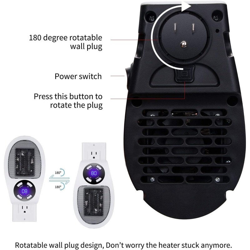 Wall Space Heater 450W Remote Portable Electric Heater with Programmable