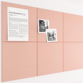 Large Cork Board Alternative - Slat Wall Paneling, Felt Bulletin Board Tiles for Office Decor, Push pin Board Office Wall Organizer -6-Pack-Coral