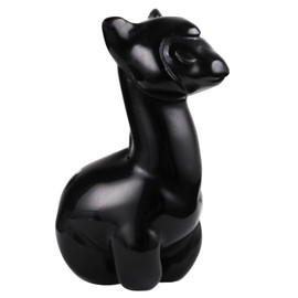 Nupuyai Obsidian Crystal Alpaca Figure Decorative Small Carved Stone Llama Figure Gemstone Animals Statue Lucky Charm Pocket Stone Talisman Gift