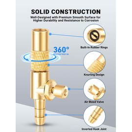 LUMITECO 2-Pack Screw On Air Chuck with 1/4'' Barb End, Twist-On Tire Chuck w/Air Bleed Valve for Portable Mini Air Compressor, Tire Inflate Pump Replacement Nozzle w/Barb Connector for Hose Repair