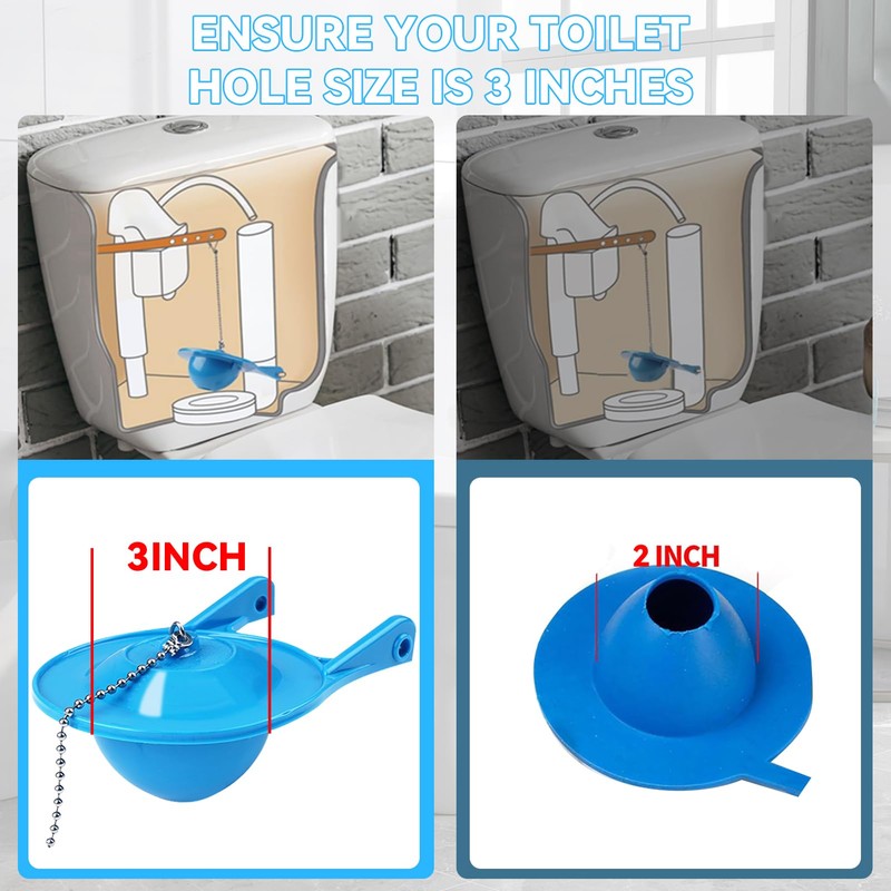 2 Pack 3 Inch Toilet Flapper Replacement Compatible with Gerber