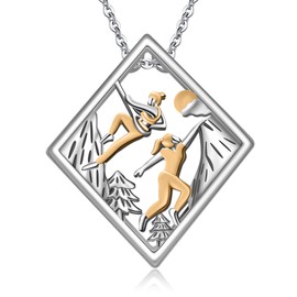 CHIC & ARTSY Best Friend Rock Climbing Necklace 925 Sterling Silver Mountain Climbing Pendant Necklace Female Climbing Necklace Adventure Fine Jewelry Gift for Women
