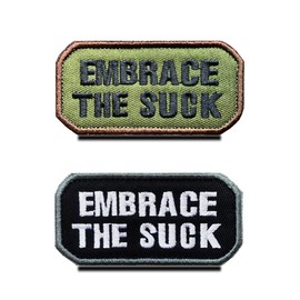 2 PCS Embrace The Suck Tactical Inspiring Patch Embroidered Fastener Hook & Loop Applique Emblem Patches for Attaching to Caps,Bags,Backpacks,Clothes,Vest,Travel,Tactical,Military