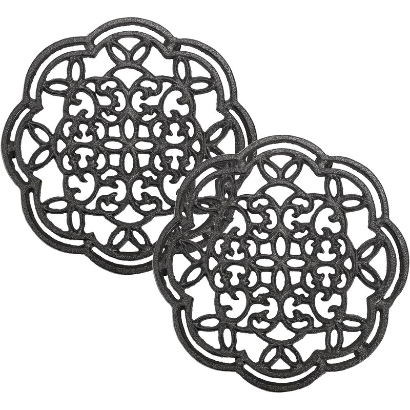 Yopay 2 Pack Cast Iron Trivet Heavy Duty, 7.7 inch