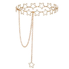 Lnngub Star Waist Chain Gold Stars Belt Y2k Belt Metal Belly Chains Adjustable Star Chain Belts for Women Dresses Skirts Jeans