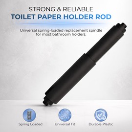 Toilet Paper Holder Spring Rod | Toilet Paper Roller Replacement | Standard & 7 Inch Size Toilet Paper Holder Replacement Rod (1, Black)
