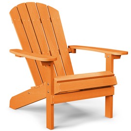 YEFU Plastic Adirondack Chairs Weather Resistant, Patio Chairs 5 Steps Easy Installation, Like Real Wood, Widely Used in Outdoor, Fire Pit, Deck, Lawn, Outside, Garden Chairs (Tangerine)