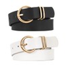 WHIPPY 2 Pack Women's Leather Belts for Jeans Dresses, Fashion