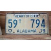 1979 ALABAMA LICENSE PLATE HEART OF DIXIE. VINTAGE AUTO TAG