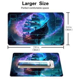 MTG Playmat with Free Plastic Storage Tube and Bag - Stitched Field Rules Zones Play Mat for MTG Card Game Playing for Beginner (MTG2-2)