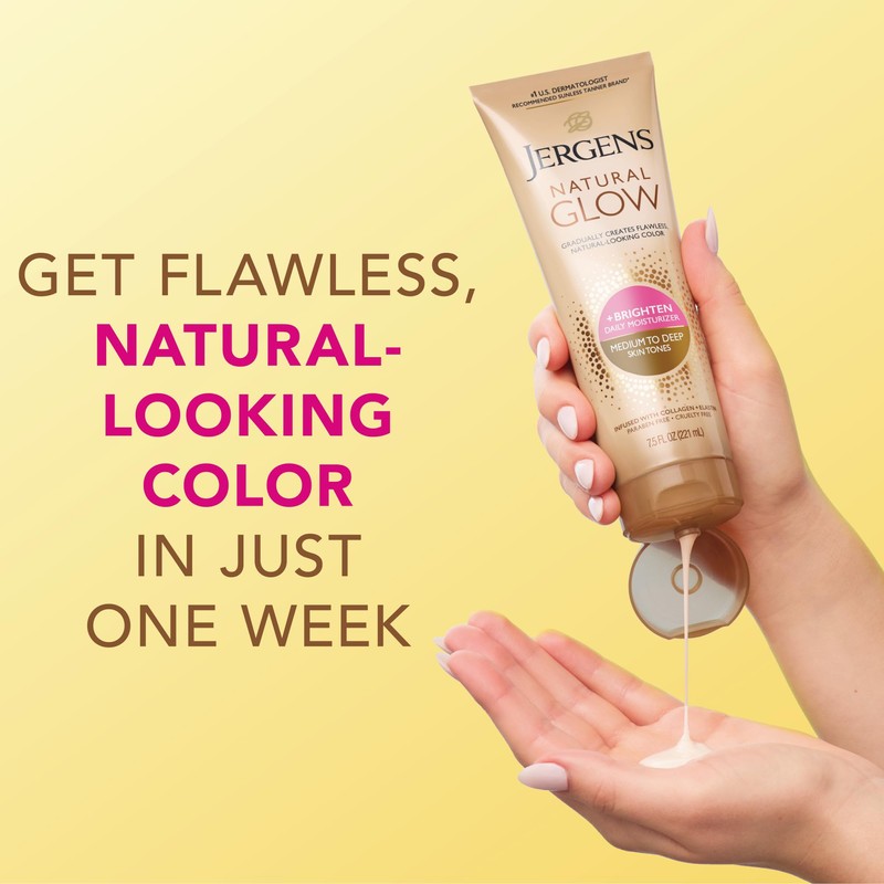 Jergens Natural Glow Self Tanner Lotion, Daily Sunless Fake Tanning,