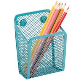Sanpaint Magnetic Pencil Holder,Mesh Stainless Steel Pen Basket, Metal Writing Utensil Storage Organizer for Whiteboard,Blackboard,Kitchen, Locker, Home, or Office