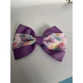 Unbranded 4.5” Purple Cookie Hair Bow Clip