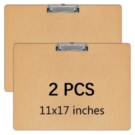 2 PCS Extra Large 11x17 clipboard, Wood Cleats with Low Profile Clips for Drawing, Sketching, and Art Boards, Horizontal Wood Lapping, Landscape Layout (3mm Thickness (2Pack11x17 Clipboard)