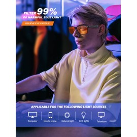 ANYLUV Upgraded Blue Light Blocking Glasses Women Men - Computer Gaming Glasses,Anti Eyestrain (Black Frame Orange Lens)