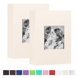 Benjia Small Photo Album 6x4 2 Packs, Each Pack Holds 100 Pockets, Slip In Mini Leather Top Loading Photo Albums Holds Portrait Only 10x15cm Picture Blue